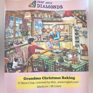 Paint withDiamonds KitGrandma Christmas Baking Art 60cm x 45cm